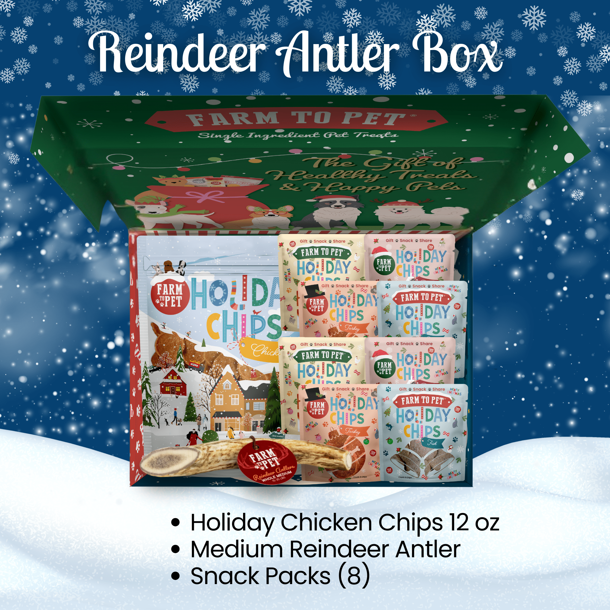 Elk The Halls Antler Chew & Dog Treat Box Farm To Pet