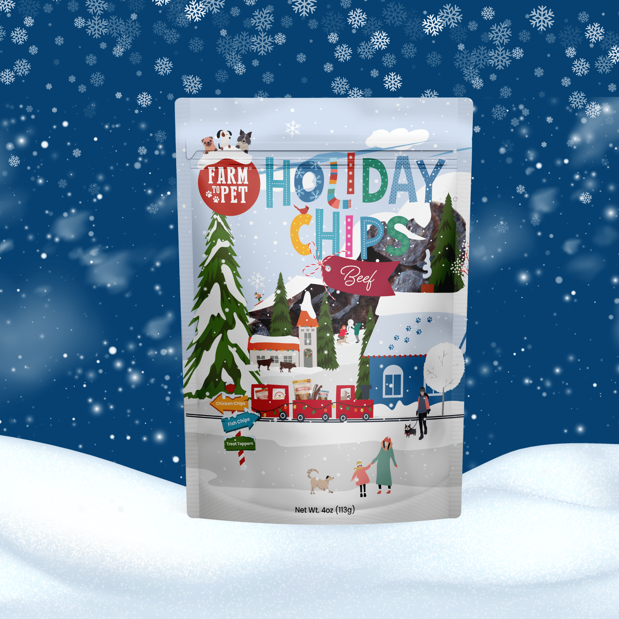 Holiday Chips Dog Treats - Beef & Fish 4oz Farm To Pet