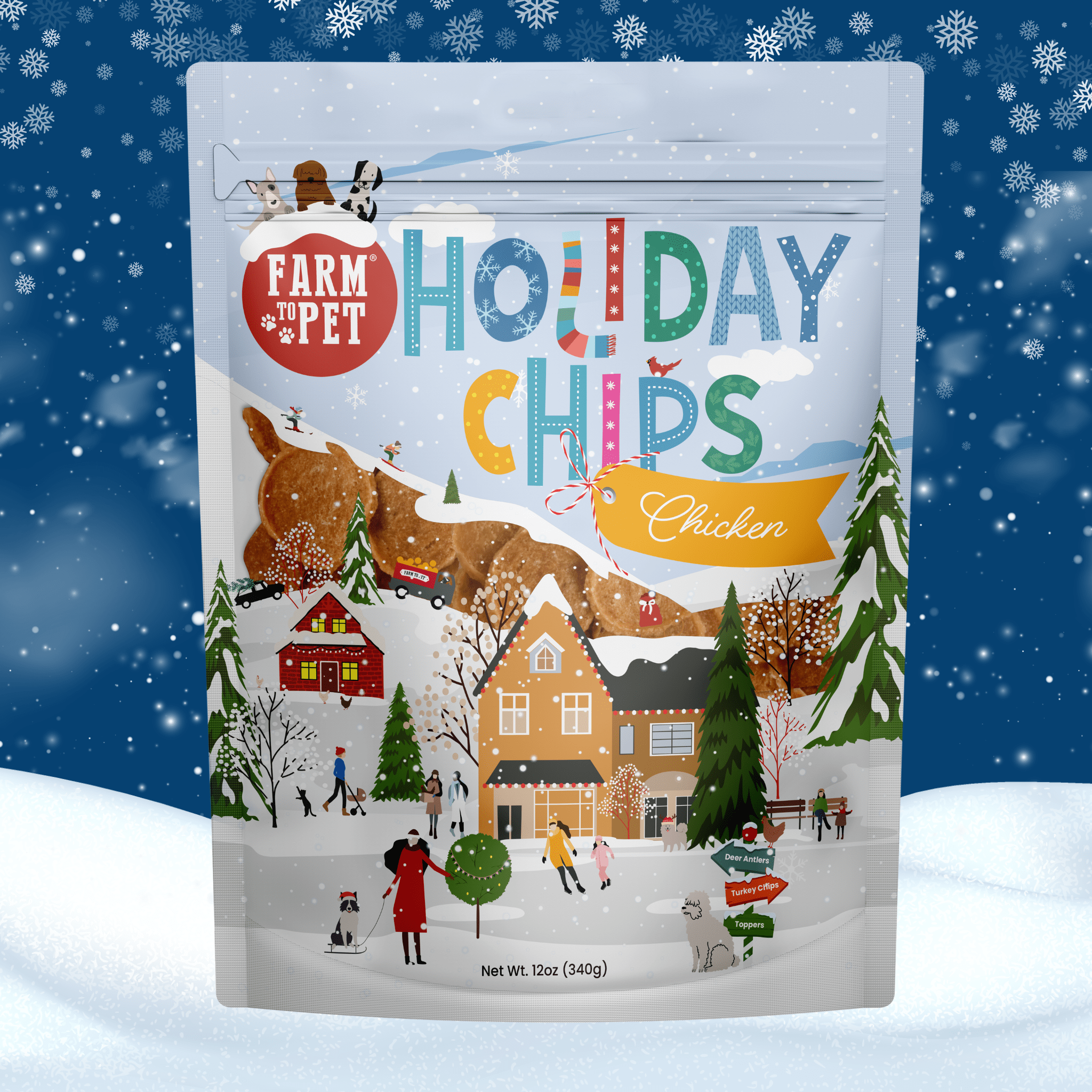 Holiday Chips Dog Treats - Chicken & Turkey 12oz Farm To Pet