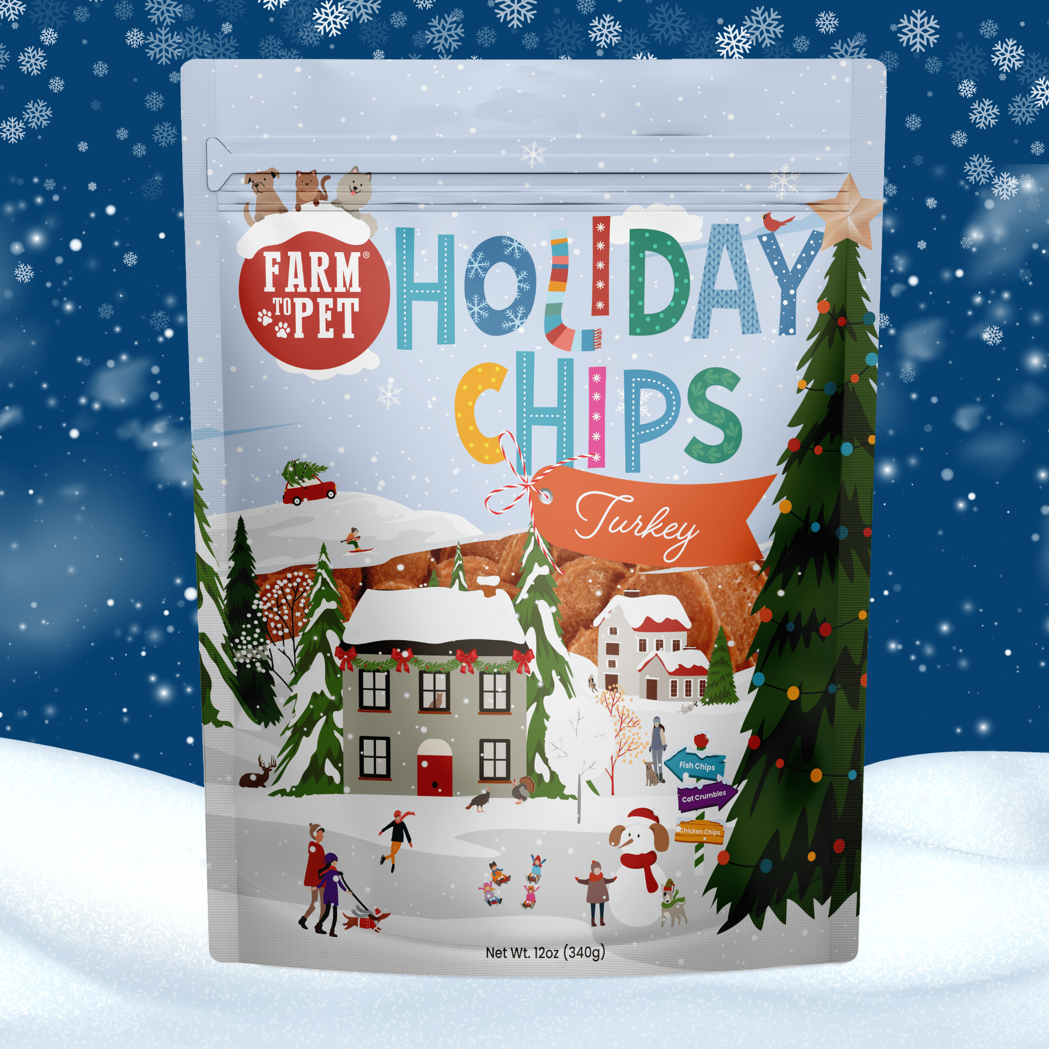 Holiday Chips Dog Treats - Chicken & Turkey 12oz Farm To Pet