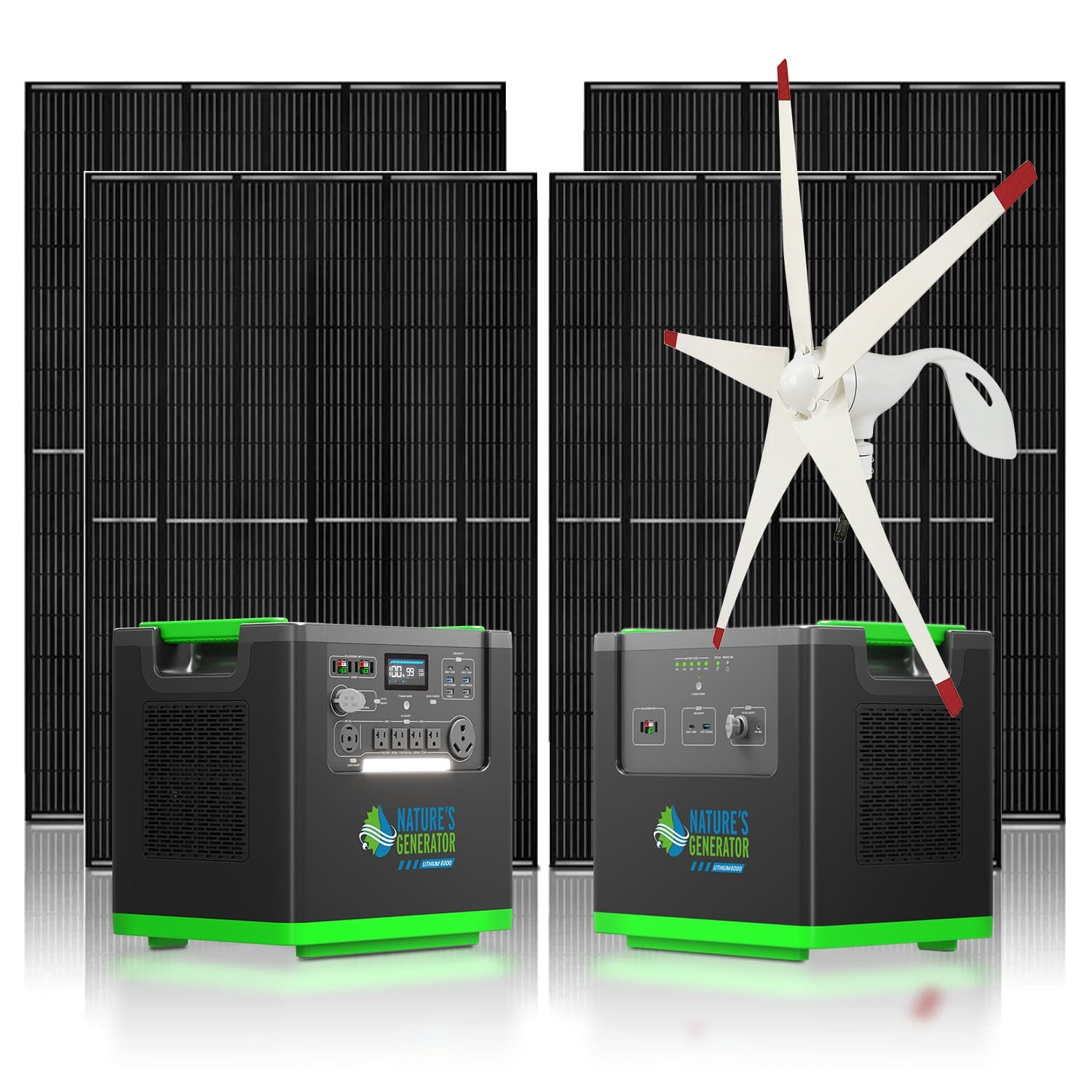 Nature's Generator Lithium 6000 with Solar Panels and Wind Turbine Nature's Generator