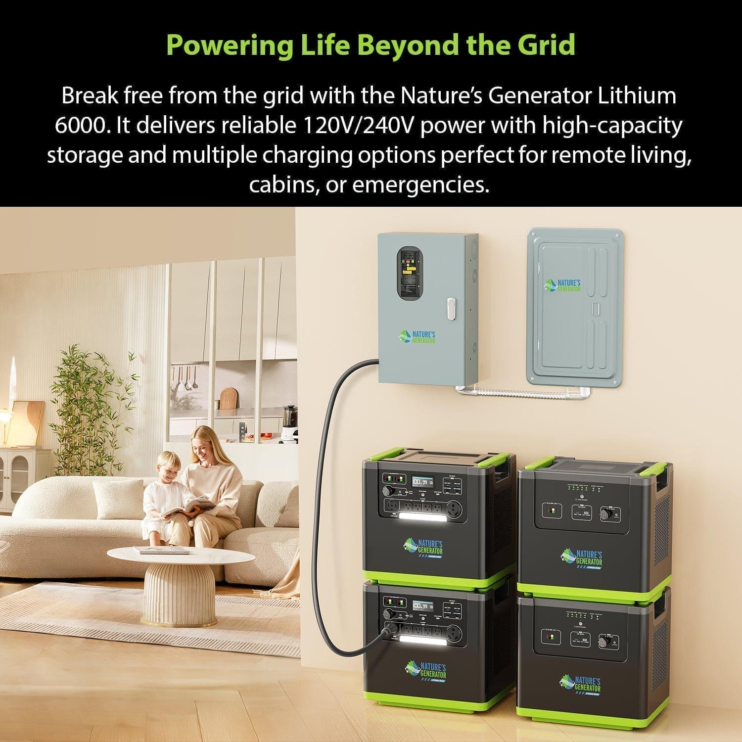 Nature's Generator Lithium 6000 with Solar Panel Nature's Generator