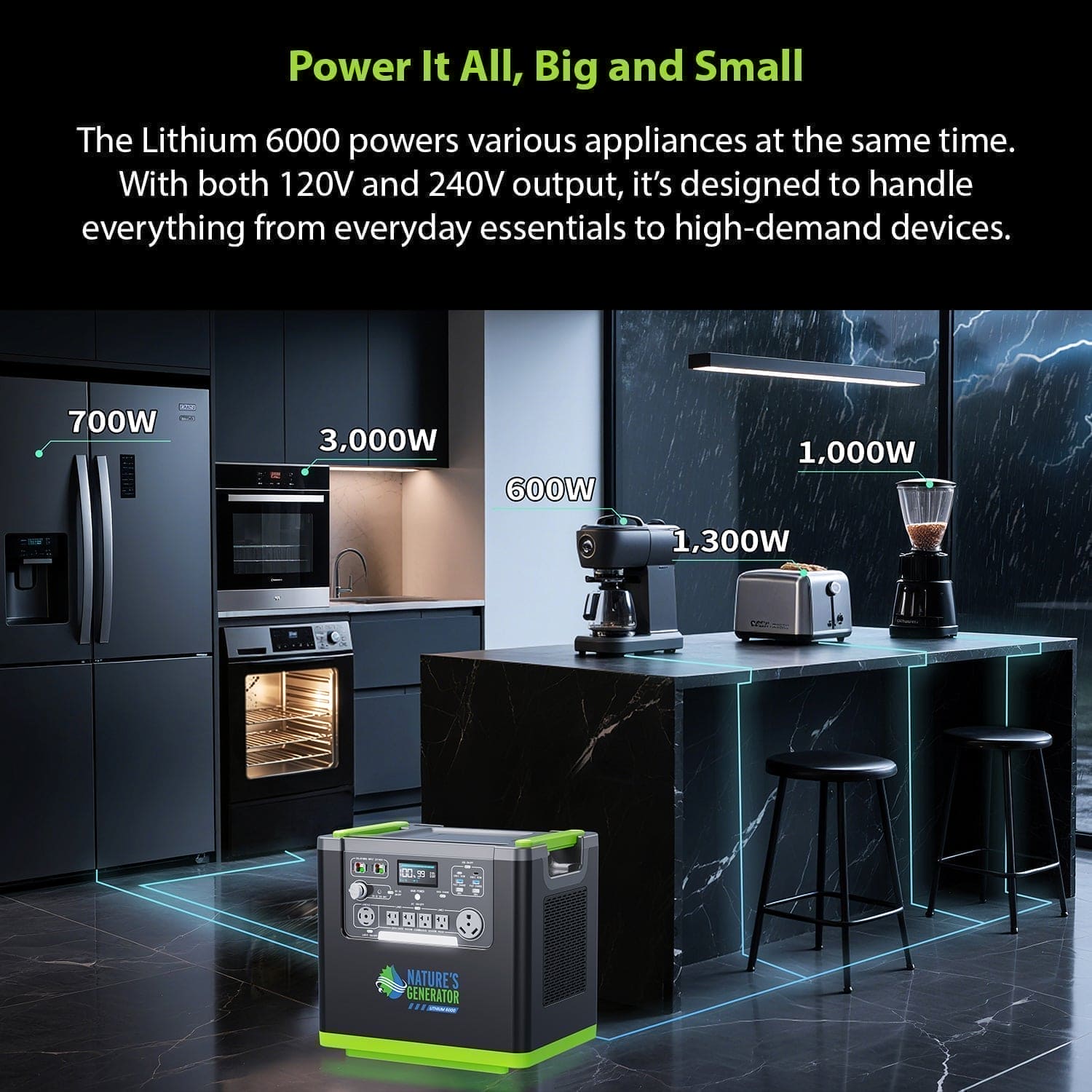 Nature's Generator Lithium 6000 and Transfer Switch Nature's Generator