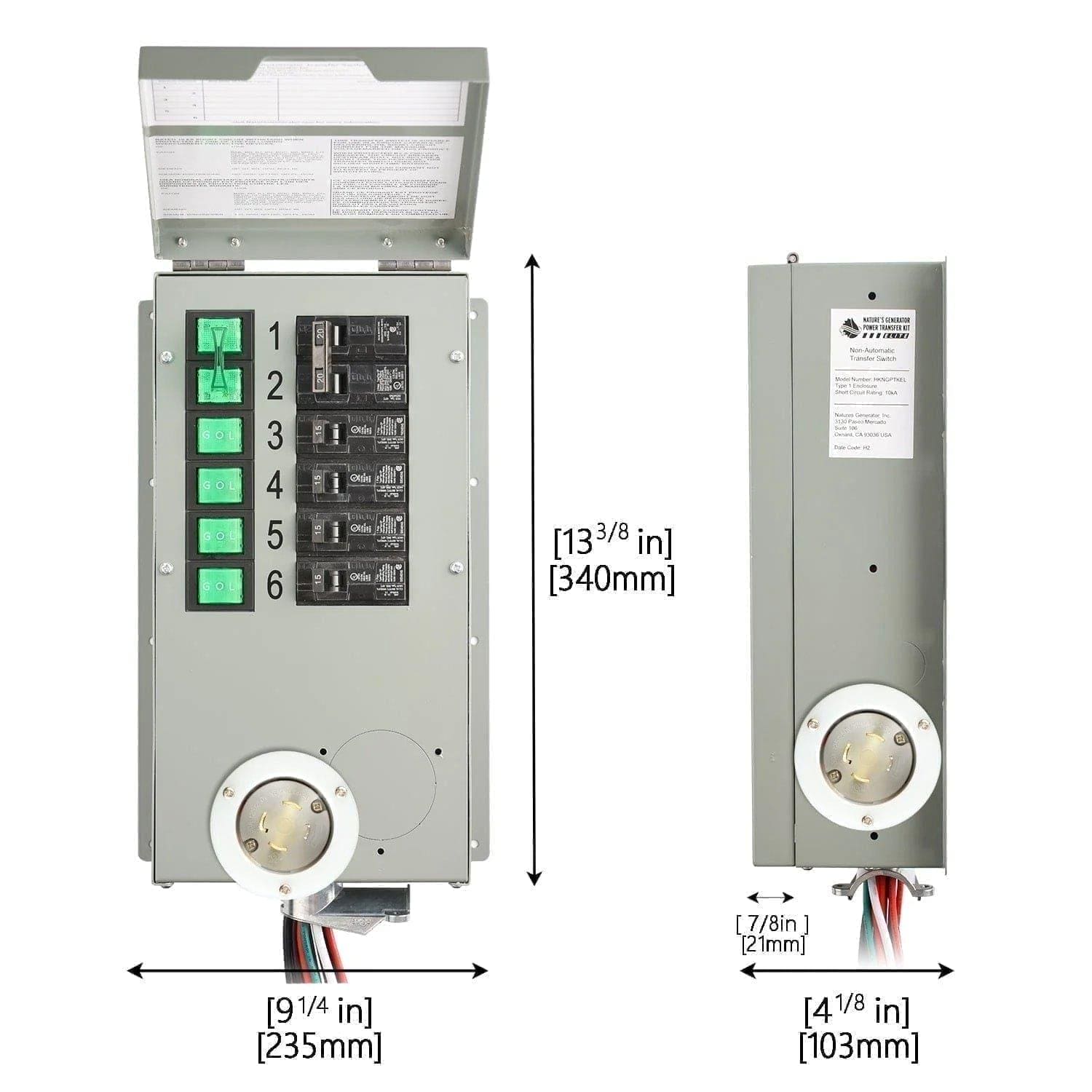 Nature's Generator 120V/240V 30A 6-Circuit Manual Transfer Switch Nature's Generator