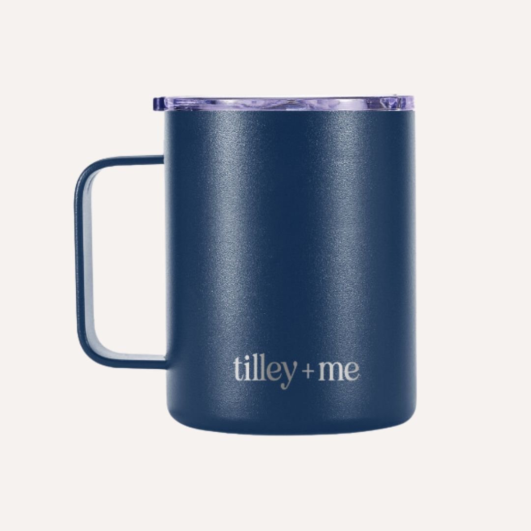 Camping Mug Stainless Steel Tumbler – Insulated Hot and Cold Beverage Mug Tilley + Me