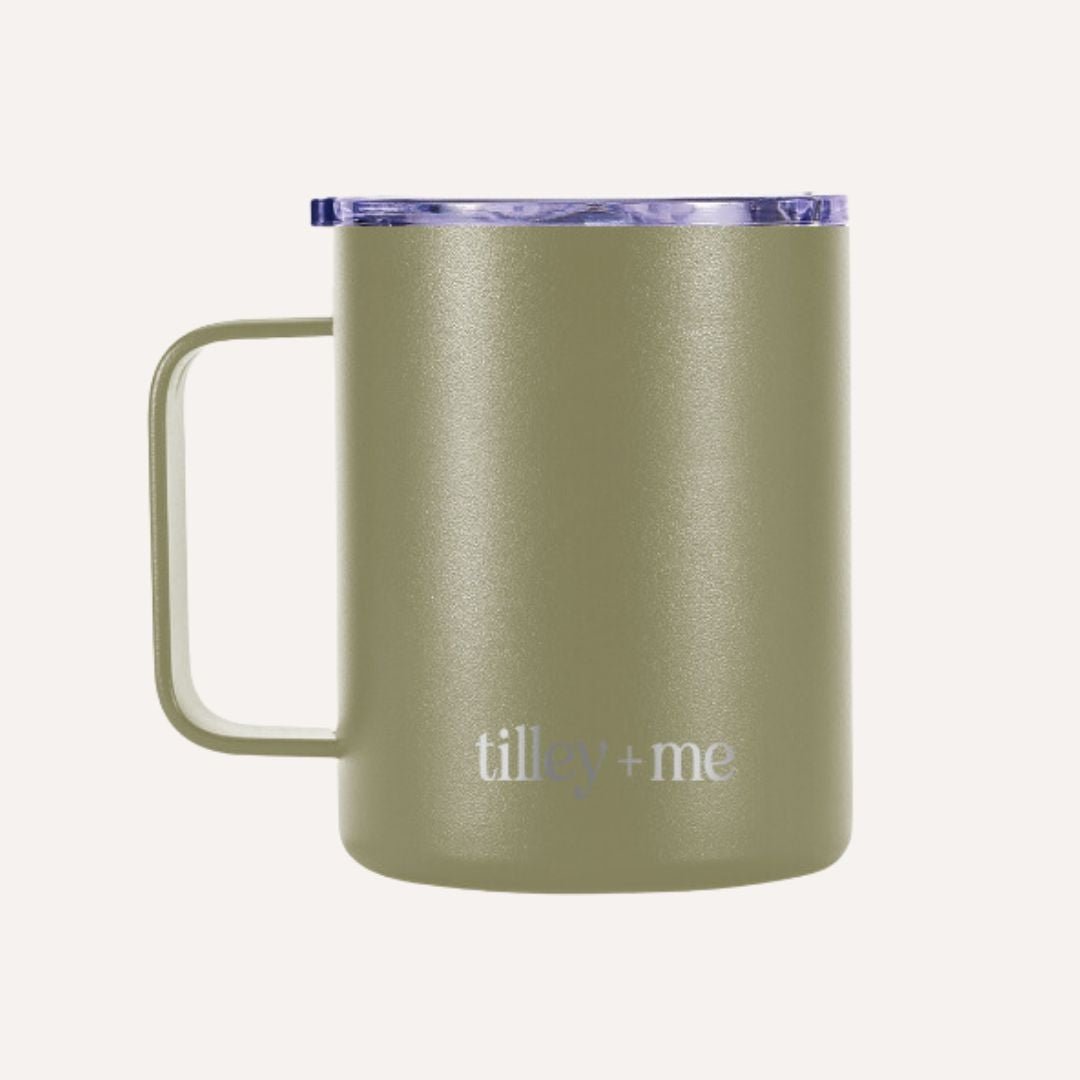 Camping Mug Stainless Steel Tumbler – Insulated Hot and Cold Beverage Mug Tilley + Me