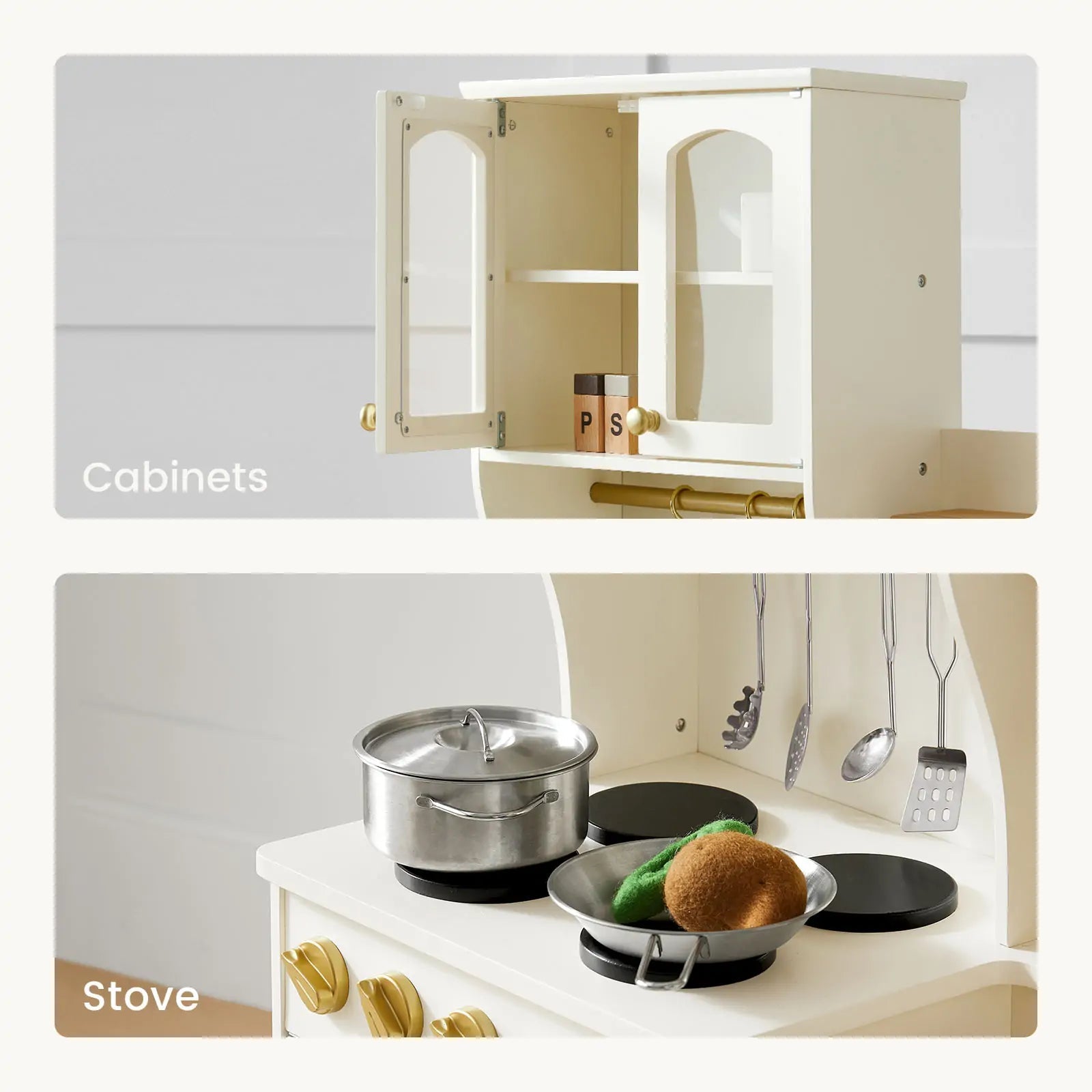 Tiny Land® Wooden Play Kitchen with Storage for Creative Toddlers Tiny Land INC