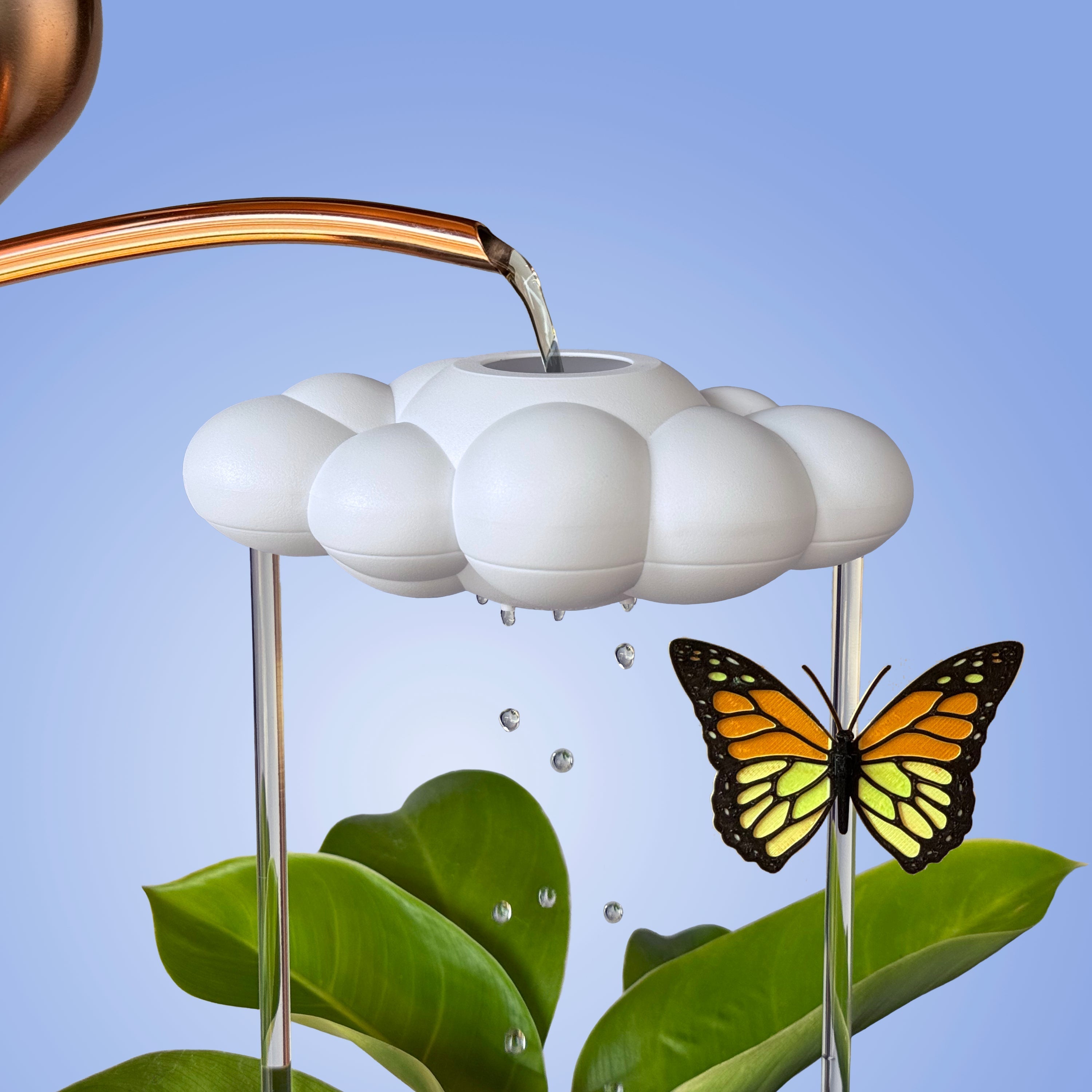 Original Dripping Rain Cloud with Orange Butterfly Charm The Cloud Makers