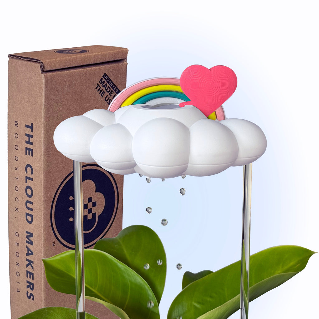 Original Dripping Rain Cloud with Pink Heart and Pastel Rainbow Charms The Cloud Makers