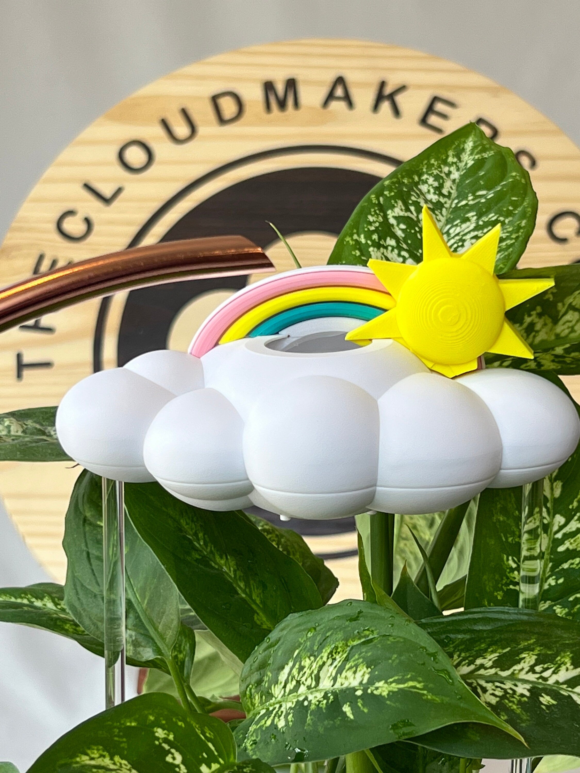 Original Dripping Rain Cloud with Sun and Pastel Rainbow Charms The Cloud Makers